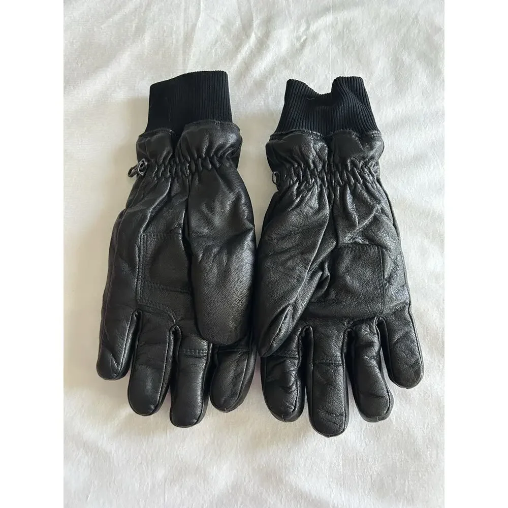 Banana Republic size M Men’s Leather Gloves Ribbed Knit Cuffs Black D26